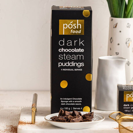 Posh Food Dark Chocolate Steam Pudding (4 pack) - Funky Gifts NZ