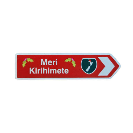 NZ Road Sign Magnet - Meri Kirihimete Red - Funky Gifts NZ
