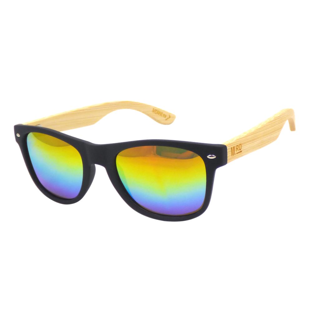 Moana Road Sunglasses - 50/50 Black w Rainbow Reflective Lens #3008 - Funky Gifts NZ