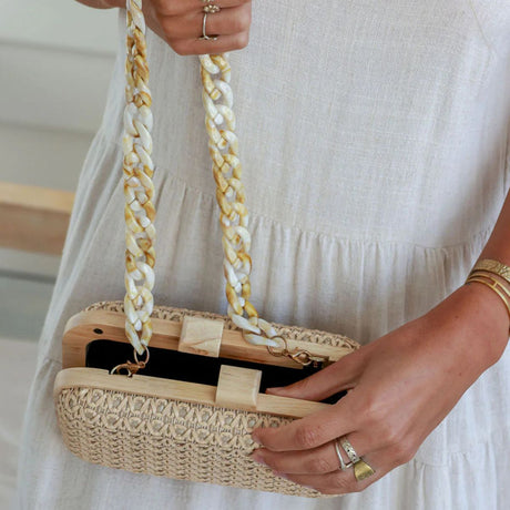 Riviera Clutch Bag - Natural - Funky Gifts NZ
