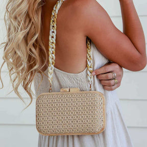 Riviera Clutch Bag - Natural - Funky Gifts NZ