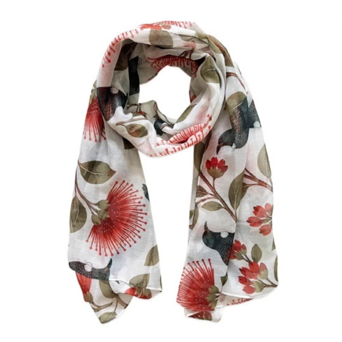 Designer Kiwiana Scarf - Pohutukawa Serenade - Funky Gifts NZ