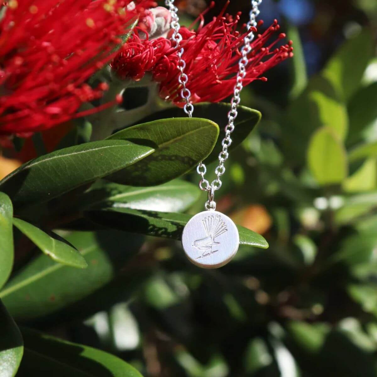 Little Taonga Round Fantail Necklace - Funky Gifts NZ