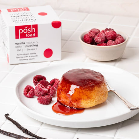 Posh Food Vanilla and Raspberry Steam Pudding (Single) - Funky Gifts NZ