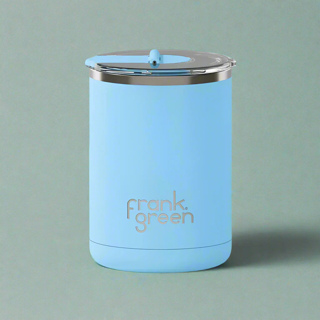 Ceramic Coffee Cup with Hinged Lid - Sky Blue - Funky Gifts NZ