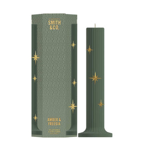 Smith & Co Pillar Candle - Amber & Freesia - Limited Edition - Funky Gifts NZ