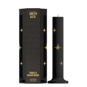 Smith & Co Pillar Candle - Tabac & Cedarwood - Limited Edition - Funky Gifts NZ