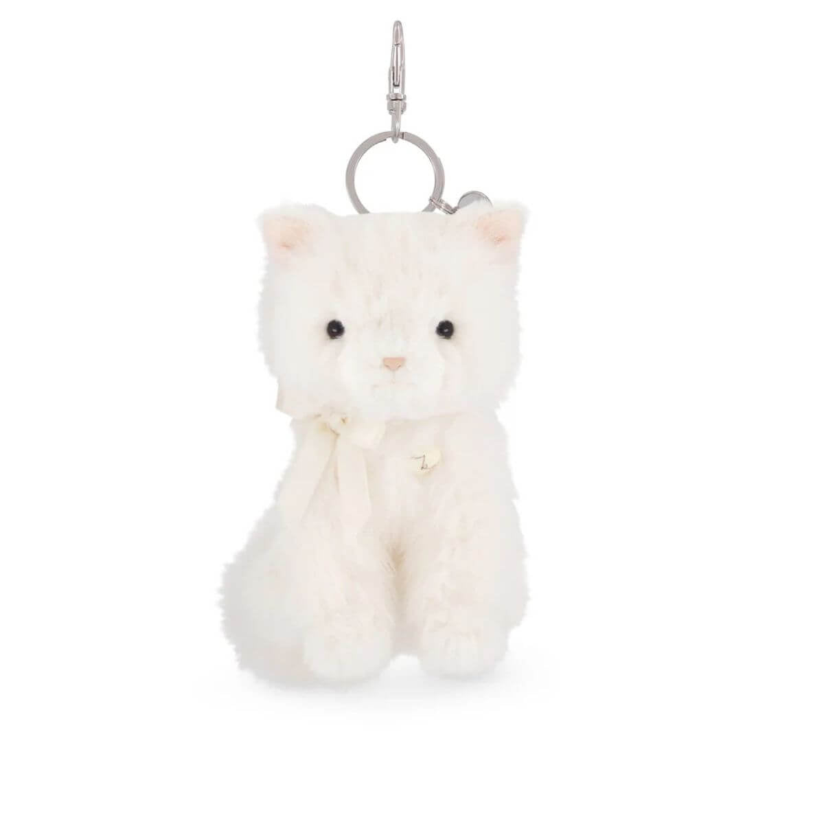 Snuggle Bunnies Moon the Kitty Key Charm - Snow 15cm - Funky Gifts NZ