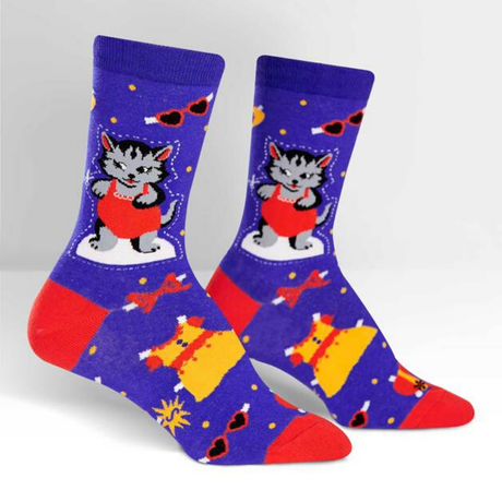 Sock It To Me - Women's Crew Socks - Dress Up Meow - Funky Gifts NZ