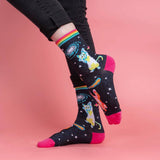 Sock It To Me Socks - Women's Crew - Space Cats - Funky Gifts NZ