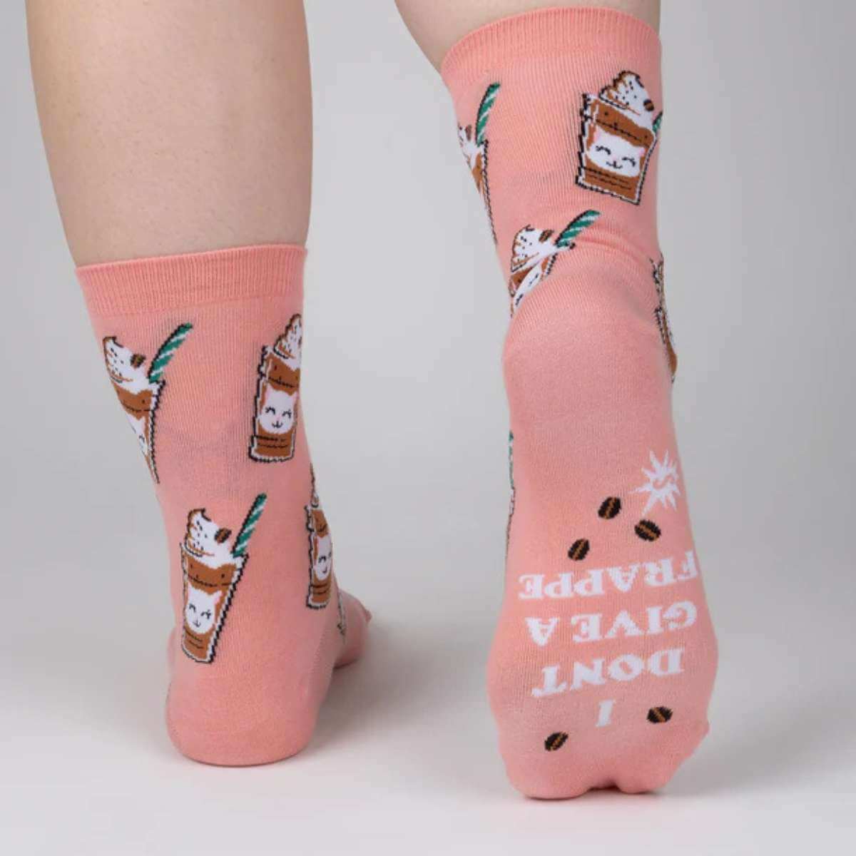 Sock It To Me Socks - Women's Crew - Cat-puccino - Funky Gifts NZ