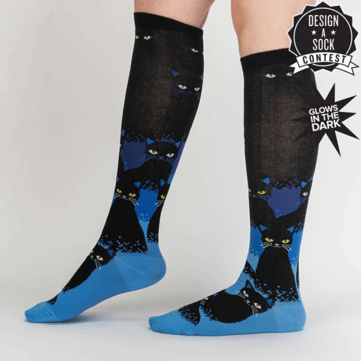 Sock It To Me Socks - Women's Knee High - Cats in the Dark - Funky Gifts NZ