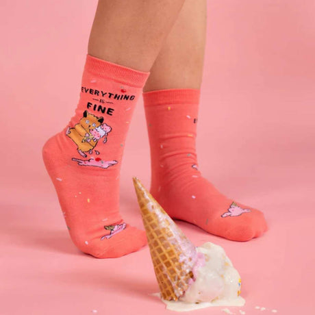 Sock It To Me Socks - Women's Crew - Everything Is Fine - Funky Gifts NZ