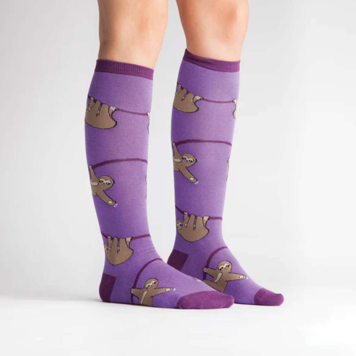Sock It To Me Socks - Women's Knee High - Sloth - Funky Gifts NZ