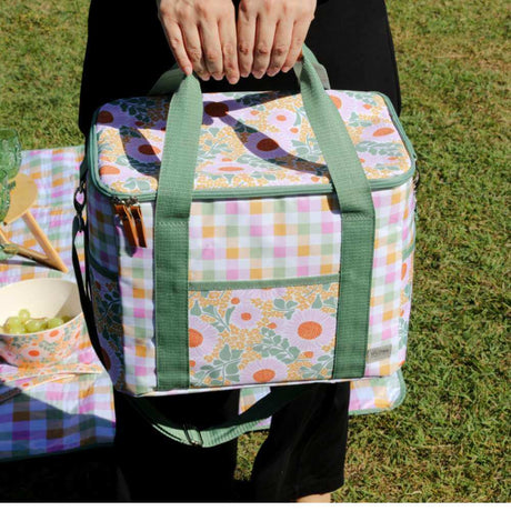 Floral Picnic Cooler - Green Spring - Funky Gifts NZ