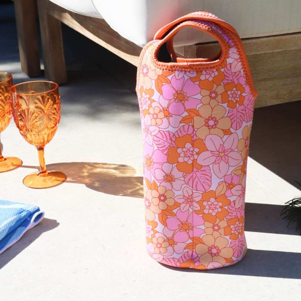 Picnic Double Wine Cooler - Pink Retro - Funky Gifts NZ