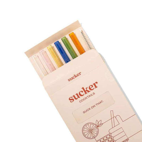 Sucker - Reusable Glass Cocktail Straw Set - Funky Gifts NZ
