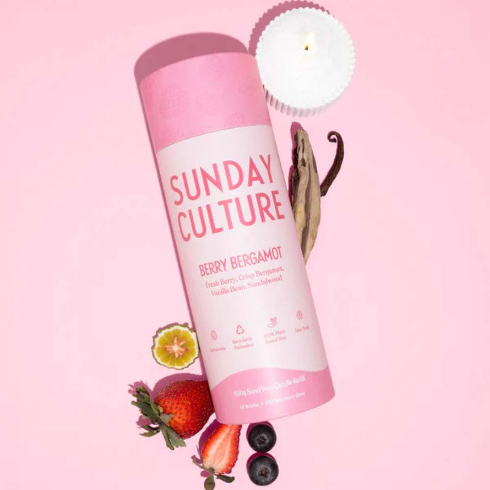 Sunday Culture Sand Wax Ready To Pour - Berry Bergamot 650g - Funky Gifts NZ
