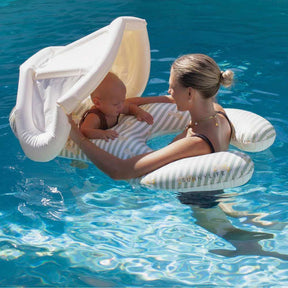 SunnyLife Float Together Baby Seat Duck Sage Stripe - Funky Gifts NZ