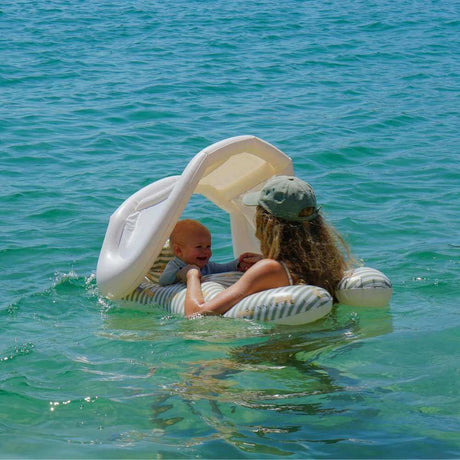 SunnyLife Float Together Baby Seat Duck Sage Stripe - Funky Gifts NZ