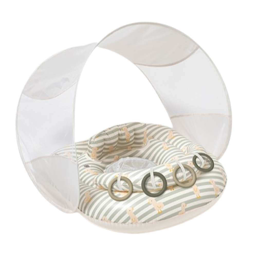 SunnyLife Interactive Baby Float Duck Sage Stripe - Funky Gifts NZ