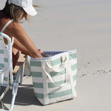 SunnyLife Light Cooler Tote La Palma Sage Stripe - Funky Gifts NZ