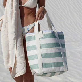 SunnyLife Light Cooler Tote La Palma Sage Stripe - Funky Gifts NZ