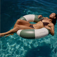 SunnyLife Slim Tube Pool Ring Olive Stripe - Funky Gifts NZ