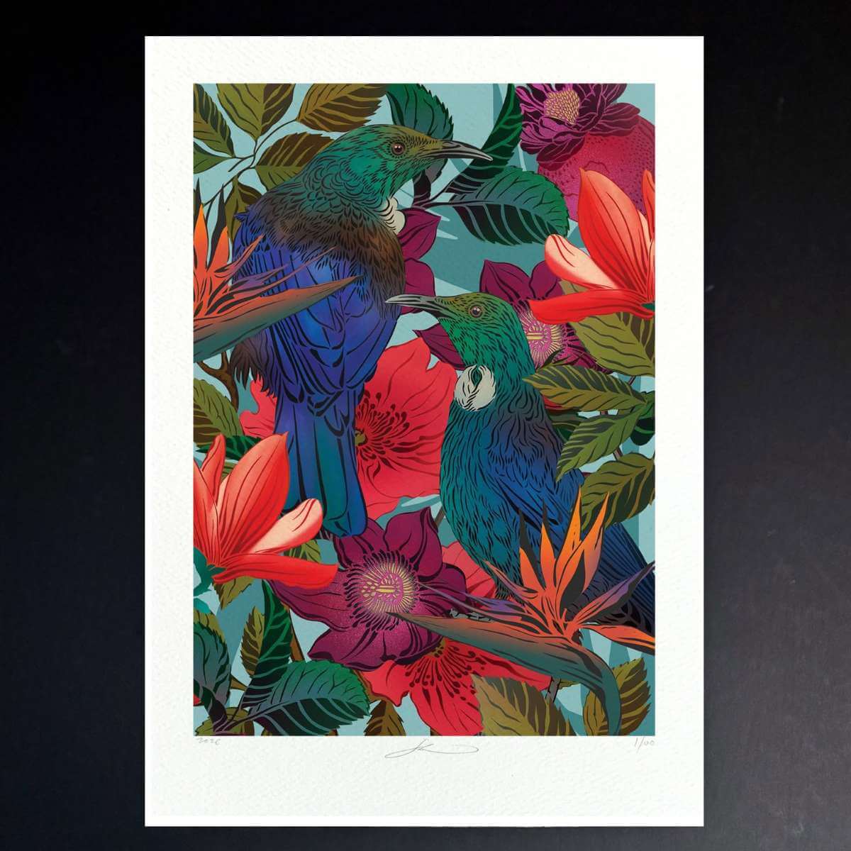 Flox A4 Print - Tui In Bloom Limited Edition - Funky Gifts NZ
