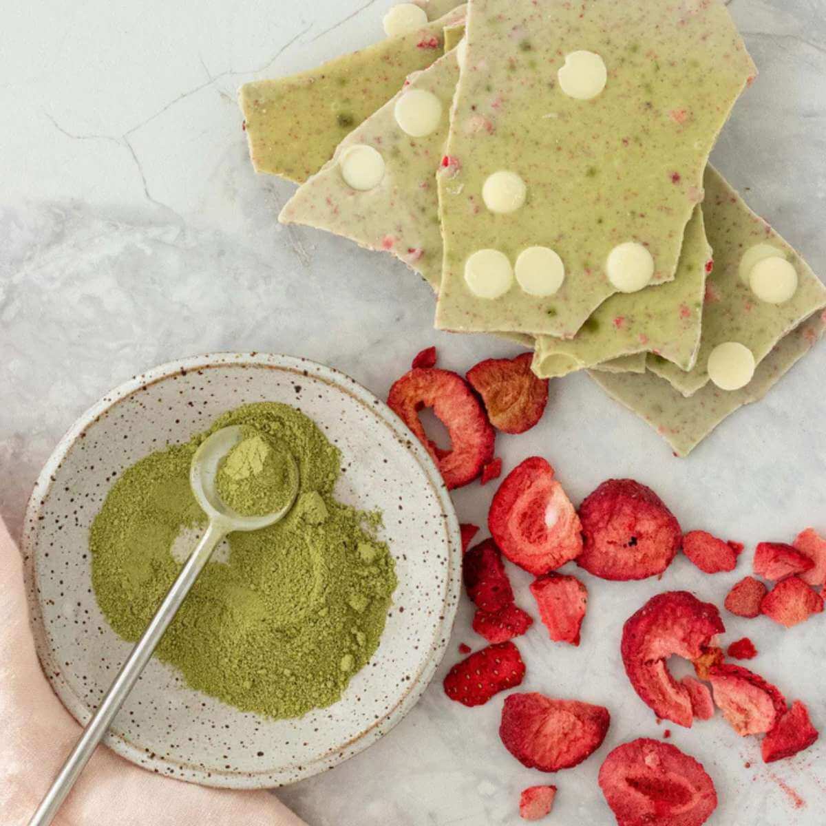 Strawberry Matcha Latte Luxury Bark - Funky Gifts NZ