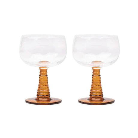 The Romy Wine Glasses Set of 2 - Amber - Funky Gifts NZ