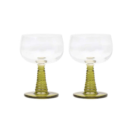 The Romy Wine Glasses Set of 2 - Olive - Funky Gifts NZ