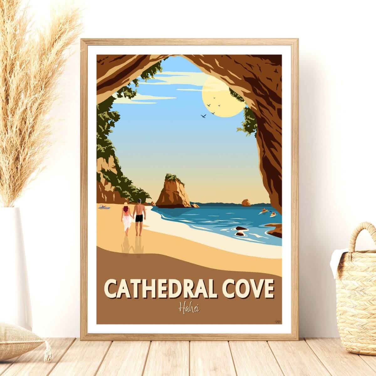 A4 Travel Poster - Cathedral Cove - Funky Gifts NZ