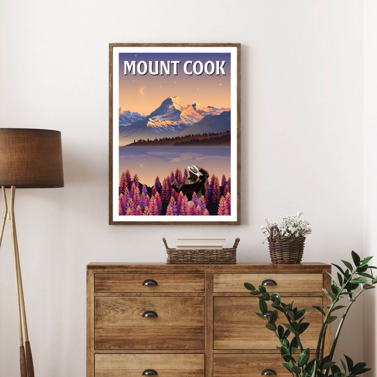A4 Travel Poster - Mount Cook Lupins - Funky Gifts NZ
