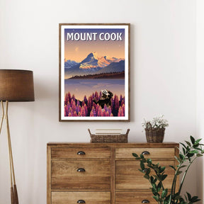 A4 Travel Poster - Mount Cook Lupins - Funky Gifts NZ