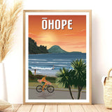 A4 Travel Poster - Ohope Beach Sunset - Funky Gifts NZ