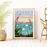 A4 Travel Poster - Raglan Manu Bay - Funky Gifts NZ