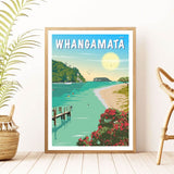 A4 Travel Poster - Whangamata Wharf - Funky Gifts NZ