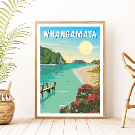 A4 Travel Poster - Whangamata Wharf - Funky Gifts NZ