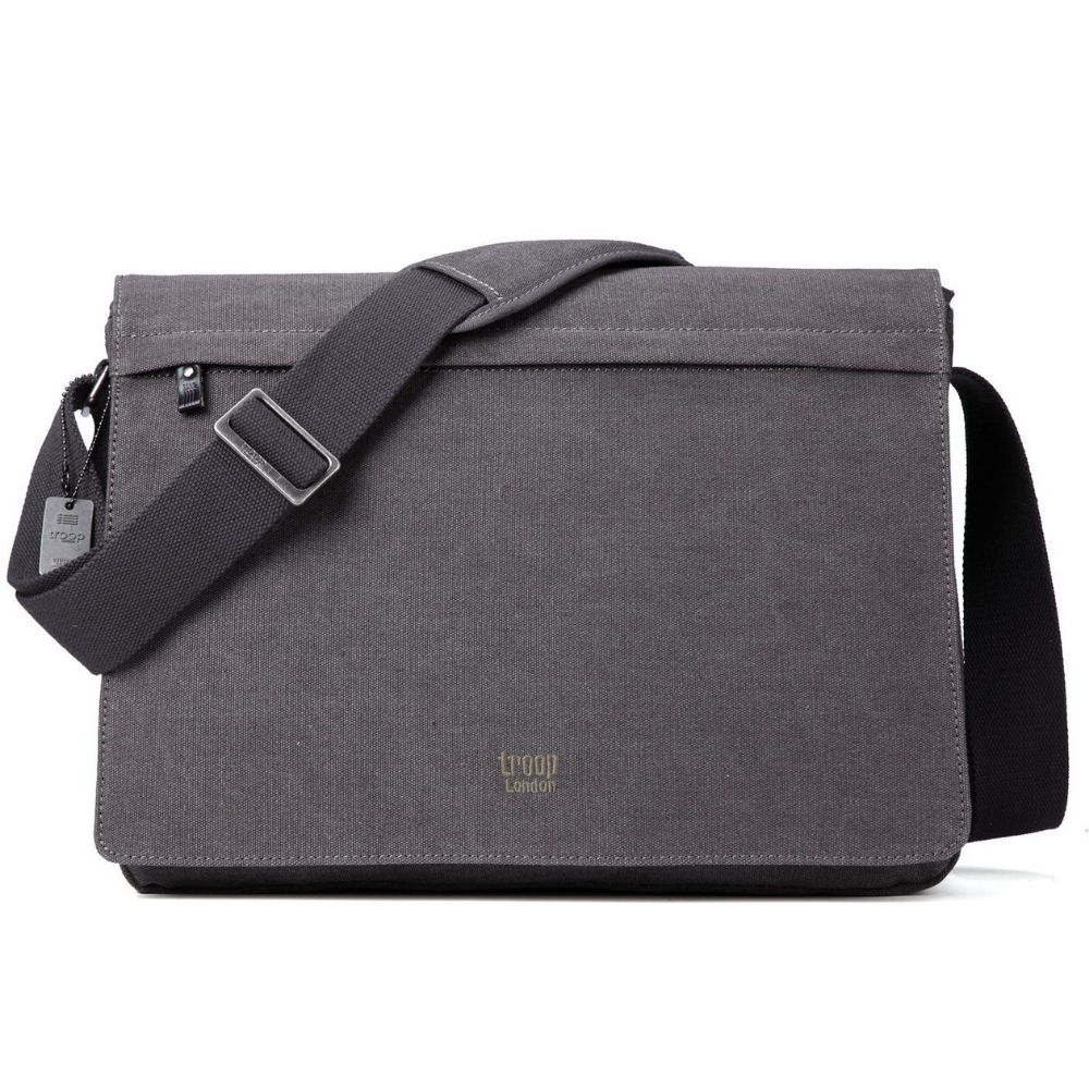 Troop Classic Laptop Messenger Bag (Front Flap) LARGE - Charcoal TRP0371 - Funky Gifts NZ