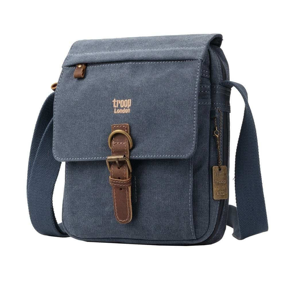 Troop London Classic Canvas Across Body Bag - Blue TRP0211 - Funky Gifts NZ