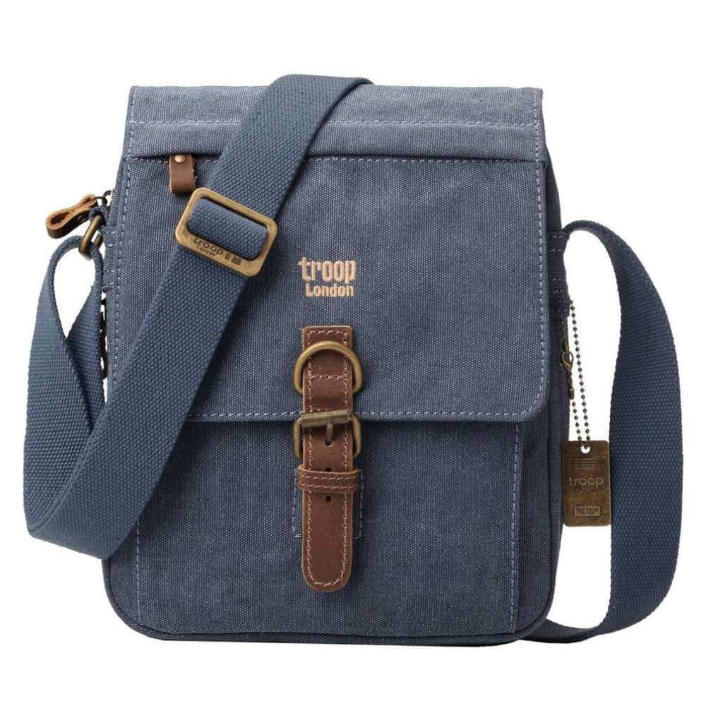 Troop London Classic Canvas Across Body Bag - Blue TRP0211 - Funky Gifts NZ