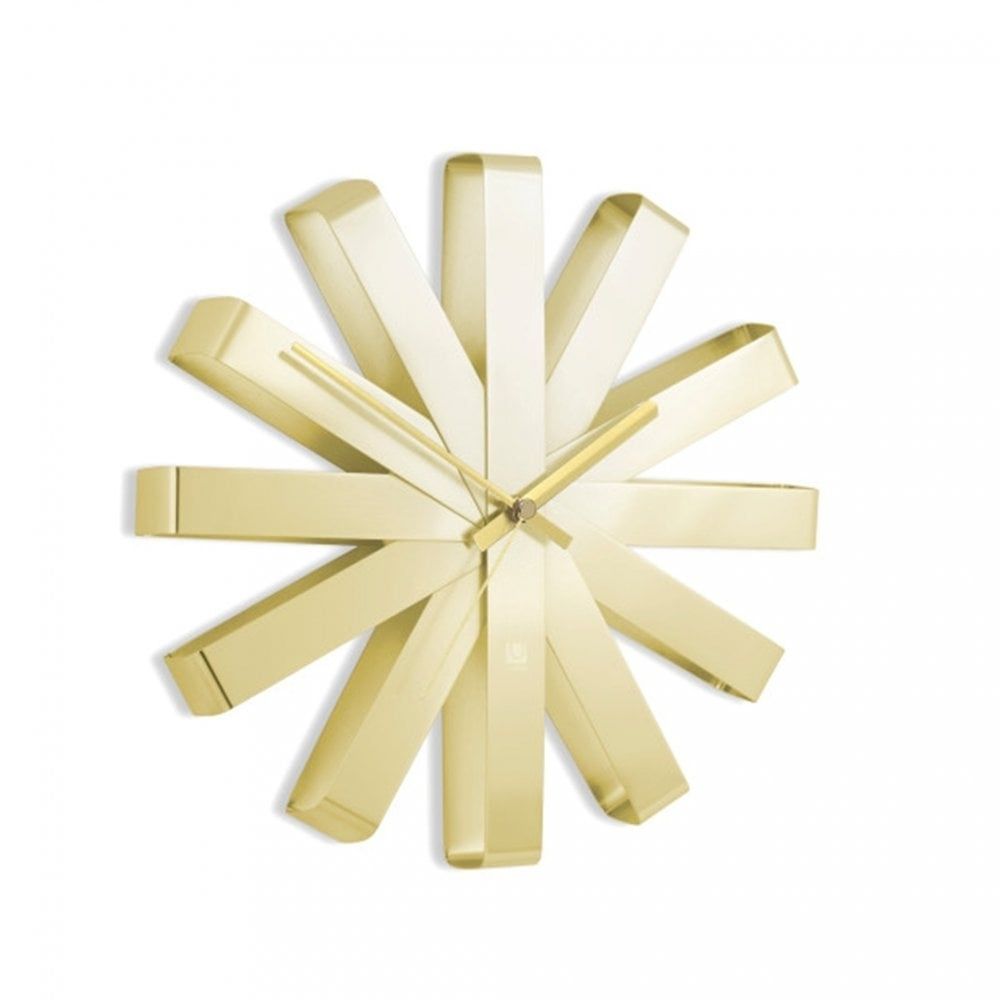 Umbra Ribbon Wall Clock - Brass - Funky Gifts NZ