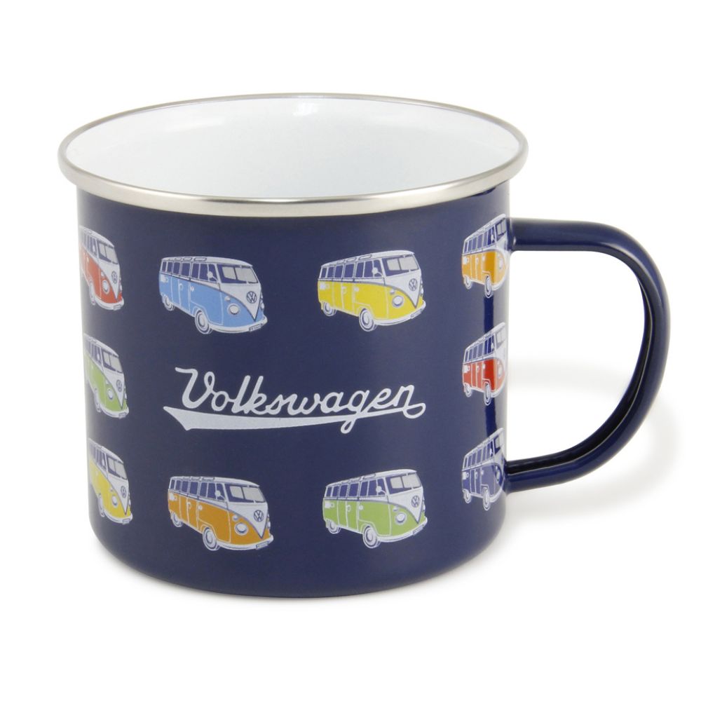 VW T1 Bus Enamel Mug 500ml - Parade Blue - Funky Gifts NZ