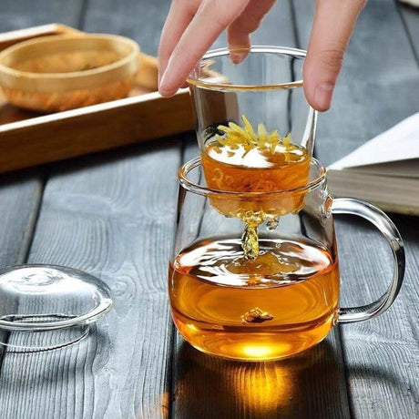 Vitals Glass Tea Cup With Infuser - Funky Gifts NZ