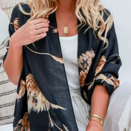 Whisper Bloom Black Scarf - Funky Gifts NZ