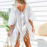 Fringe Weave Cover-Up - White - Funky Gifts NZ