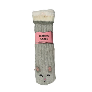 Women's Reading Socks - Grey Cat - Funky Gifts NZ