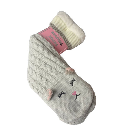 Women's Reading Socks - Grey Cat - Funky Gifts NZ