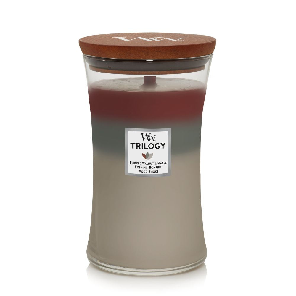 Large WoodWick Scented Soy Candle - Autumn Embers Trilogy - Funky Gifts NZ